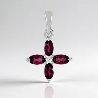 Cavill - Luxe Zilveren Hanger met 1,124 ct Rhodolieten & Zirkoon - 925 Sterling Zilver met Platina - Ovale Edelstenen - Elegante Sieraden voor Dames