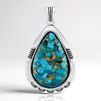 Cavill - Zilveren hanger - 925 sterling zilver - Blauwe Mohave koper turkoois 22,23 ct - Druppelvormige cabochon - Ambachtelijk design