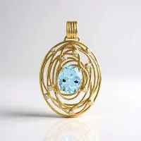 Cavill - Elegante Hanger 925 Sterling Zilver Verguld - Hemelblauwe Topaas 5,85 ct Ovaal - Cambodjaanse Zirkonia 0,18 ct - Braziliaanse Topaas Sieraad