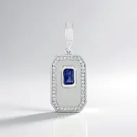 Cavill - Zilveren hanger 925 sterling - Nepal Kyaniet 0,637 ct achthoek trapgeslepen - Pave zirconia 0,399 ct - Elegante moderne sieraden