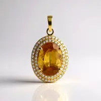 Cavill - Zilveren Hanger met Gouden Plating - Braziliaanse Ovale Scapoliet 5,301 ct - 70 Pavé Zirkonia's 0,565 ct - Luxe Sterling Zilver Sieraad