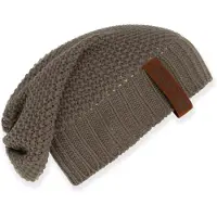 Knit Factory Coco Gebreide Muts Heren & Dames - Sloppy Beanie hat - Cappuccino - Warme bruine Wintermuts - Unisex - One Size