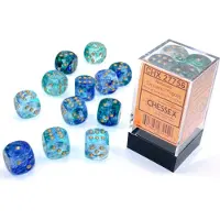 Chessex Nevel oceaan/goud Luminary D6 16mm Dobbelsteen Set (12 stuks)