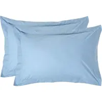Homescapes Kussensloop 50x75 cm met Rand (Oxford) Set van 2 – Blauw – 100% Egyptisch Perkal Katoen – 200 TC