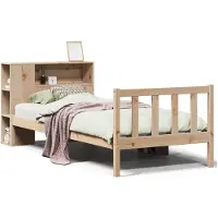 vidaXL Bed met boekenkast zonder matras massief grenenhout 75x190 cm