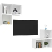 vidaXL 4-delige Tv-meubelset bewerkt hout wit