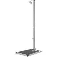 vidaXL Buitendouche met grijze basis 220 cm roestvrij staal