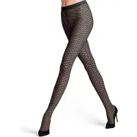 Falke Old Fashioned gedessineerd materiaal transparent 20 DEN panty dames blauw - maat S