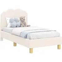 vidaXL Peuterbedframe met hoofdboard Crèmekleurig 70 x 140 cm Bouclé