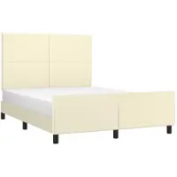 vidaXL Bedframe met hoofdbord kunstleer crèmekleurig 140x200 cm