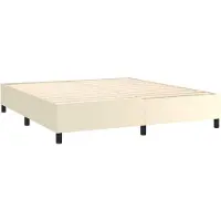 vidaXL Boxspring met matras kunstleer crèmekleurig 180x200 cm