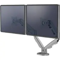 Fellowes Dual Monitorarm Eppa, tot 39" totale breedte, VESA, pan/tilt/hoogteverstelbaar, zilverkleurig