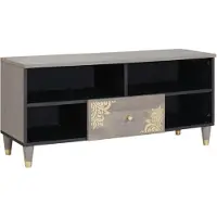 vidaXL TV Kast met lade Grijs 100 x 33 x 46 cm Massief Mango Hout