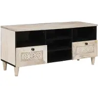 vidaXL TV Kast Bleached White 100 x 33 x 46 cm Massief Mango Hout