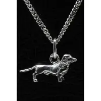 MOOYE ® - Collectie Zilveren Teckel korthaar ketting hanger - klein