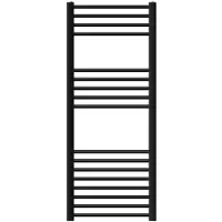 LuxeBath elektrische Badkamerradiator Sahara 500x1200 mm zwart rechte Zijaansluiting met 900W Verwarmingselement Thermostaat digitaal Display Handdoekverwarmer Handdoekdroger Verwarmingssysteem