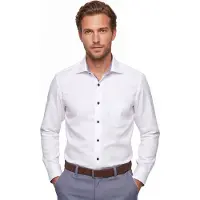 Ledub overhemd wit Modern Fit New borstzak