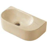 Qeramiq Pure Fontein - 40x22x12cm - Glad - halfrond - zonder kraangat - Keramiek - Beige mat 8716LB(NF)
