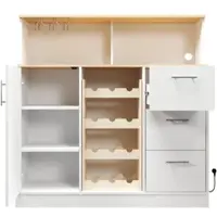 MODFU -Dressoir-Wijnrek-Glazenhouder-LED-Verlichting-Wit-Naturel