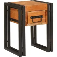vidaXL Bijzettafel Bruin en Zwart 30 x 30 x 40 cm Massief Acacia Hout