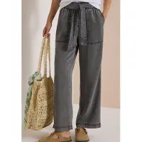 Cecil Dames Broek met Wide Leg pijpen en een strikriem - Grijs - L
