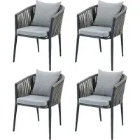 Axi Faye Set van 4 Tuinstoelen in Antraciet | Tuinstoel van Aluminium/Polyester & inclusief Zitkussens van Olefine | Stoel Weerbestendig voor Tuin / Buiten - Draagvermogen tot 120 kg