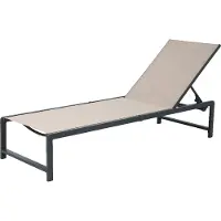 Axi Zane Ligbed in Grijs / Bruin | Lounger met metalen frame verstelbaar in 5 standen | Zonnebed voor buiten / tuin