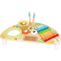Tooky Toy Muziekbord voor Kinderen met Xylofoon van Hout | Muziekactiviteitentafel met Trommel, Bel & Ratel | Motorisch Muziek Speelgoed vanaf 2 Jaar - 44 x 23 x 10 cm