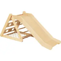 Sunny Sammie 2-in-1 Houten Klimdriehoek met Glijbaan Naturel