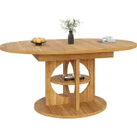 MODFU Eettafel - Uitschuifbaar Met Opbergrek - Modern - Eetkamer - MDF En Metaal - Hout