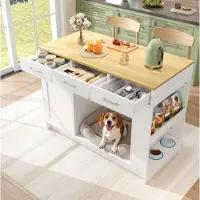 MODFU - Keukenkast - 3 Lades En Verstelbare Plank - MDF - Wit - 120 X 60 X 90 Cm