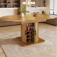 MODFU Uitschuifbare Eettafel - Opbergruimte - MDF Metaal - Donkerbruin - 118-158 Cm