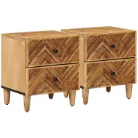vidaXL Nachtkastje 2 st Bruin 40 x 33,5 x 46 cm Massief Mango Hout
