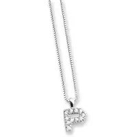 Orphelia Zilver Alphabet hanger met ketting 42 cm Zirconium