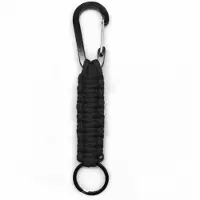 LGT JWLS Gevlochten Sleutelhanger Paracord met Ring en Musketon Zwart