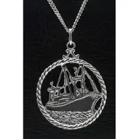 MOOYE ® - Collectie Zilveren Vissersboot - Viskotter in ring ketting hanger - groot