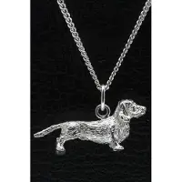 MOOYE ® - Collectie Zilveren Teckel ruwhaar ketting hanger - groot