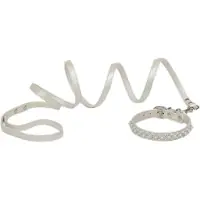 Croci Hondenriem Met Halsband Pearls Parels Wit 17-22X1 CM / 120X1 CM
