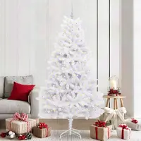 vidaXL Kunstmatige Hinged Kerstboom Wit 210 cm PVC en Staal