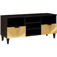 vidaXL TV Kast Zwart en Goud 100 x 33 x 46 cm Bewerkt hout