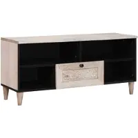 vidaXL TV Kast Bleached White 100 x 33 x 46 cm Massief Mango Hout