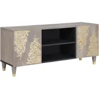 vidaXL TV Kast Grijs 105 x 33 x 46 cm Massief Mango Hout