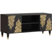 vidaXL TV Kast Zwart 105 x 33 x 46 cm Massief Mango Hout