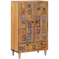 vidaXL Highboard Naturel 60 x 33,5 x 100 cm Massief Mango Hout