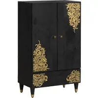 vidaXL Highboard Zwart 60 x 33 x 100 cm Massief Mango Hout