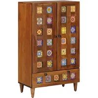 vidaXL Highboard Walnotenhout 60 x 33,5 x 100 cm Massief Mango Hout