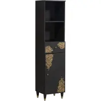 vidaXL Badkamerkast met lade Zwart 38 x 33 x 160 cm Massief Mango Hout
