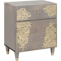vidaXL Nachttafeltje met Deur Grijs 50 x 33 x 60 cm Massief Mango Hout
