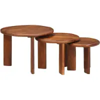 vidaXL Nesting Koffietafels 3 st Honing bruin Ø 54 x 40 cm