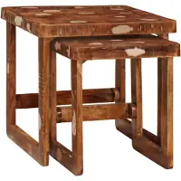 vidaXL Nesttafels 2 st Bruin 46 x 46 x 45 cm Massief Gerecycleerd Hout